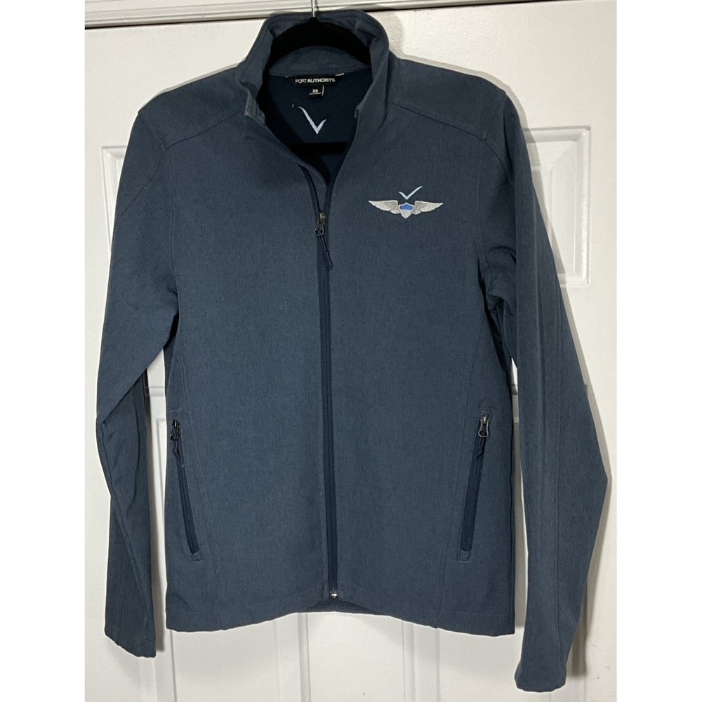 Port Authority Blue/Grey Embroidered Full Zip Aviation Jacket Men's XS